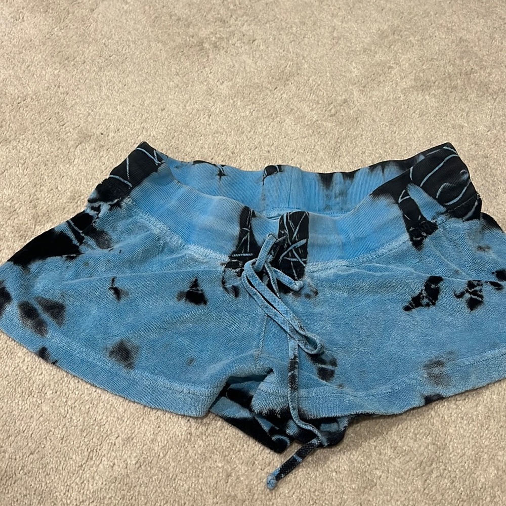 Hard tail size XL (runs small) , Terri low rise shorts, blue tie dye